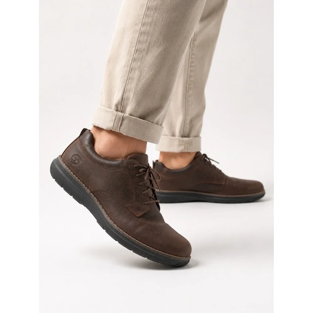 TIMBERLAND Mens Brown Leather Anti-Fatigue Oxfords Lace-up Shoe Casual US 13